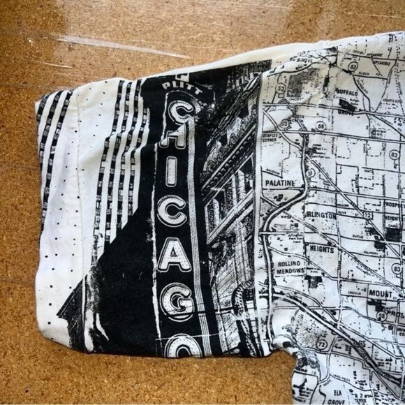 Mens Graphic T-Shirt Map Print Chicago White/Black 100% Cotton Size L - Picture 7 of 13